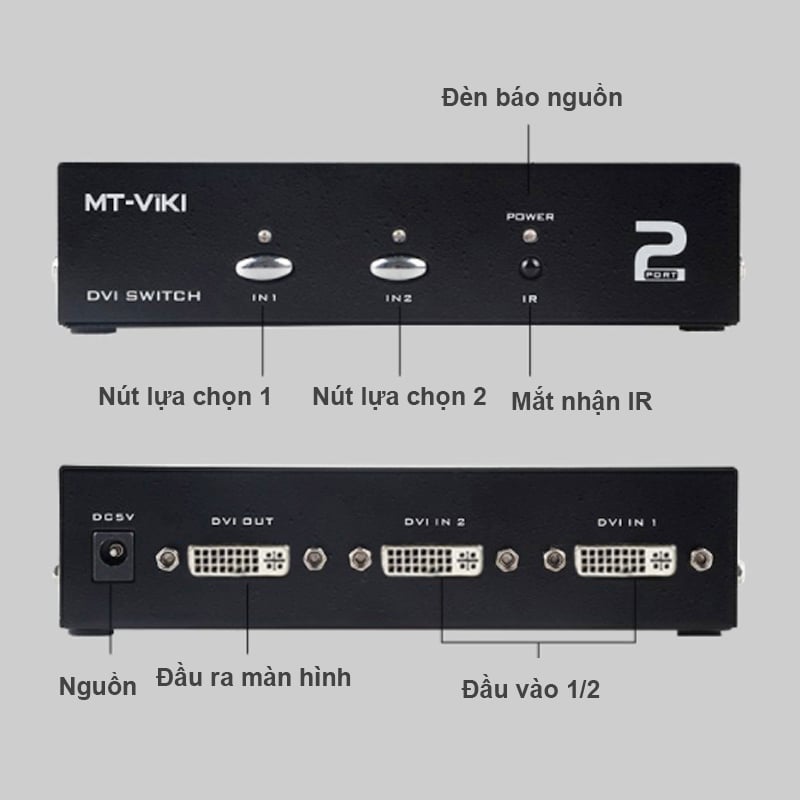 Bộ gộp DVI 2 vào 1 - Switch DVI 2 in 1 out MT-VIKI MT-DV201 - Phụ Kiện Điện Tử Việt Nam bo gop DVI 2 vao 1 mt-viki mt-dv201