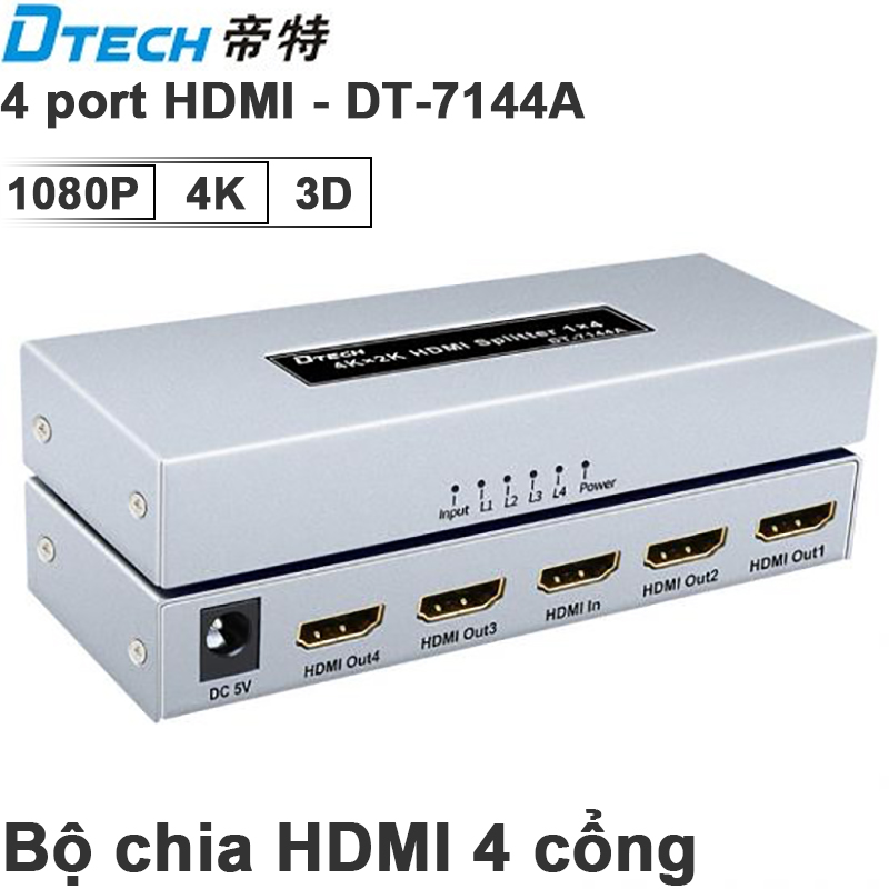 Bộ chia HDMI V1.4 4K30Hz 3D 4 cổng DTECH DT-7144A - Phụ Kiện Điện Tử Việt Nam dtech dt-7144 bo chia hdmi