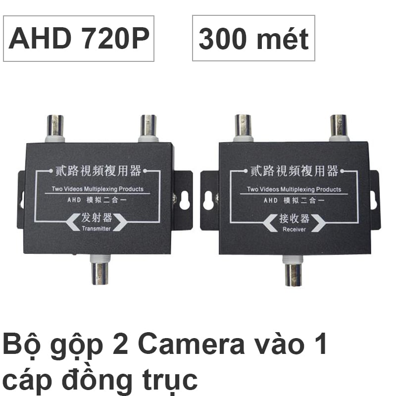 Bộ gộp 2 Camera AHD đi trên 1 cáp đồng trục 300 mét 8602 - Phụ Kiện Điện Tử Việt Nam bo gop 2 camera vao 1 cap dong truc