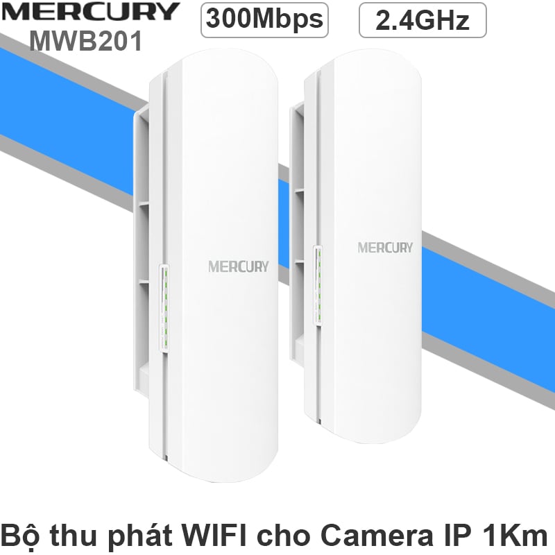 Bộ thu phát wifi không dây cho camera IP trong thang máy - Bộ thu phát WIFI ngoài trời 1Km 300Mbps 2.4GHz Mercury MWB201 - Phụ Kiện Điện Tử Việt Nam thiet bị phat wifi khong day ngoai troi Mercury MWB201