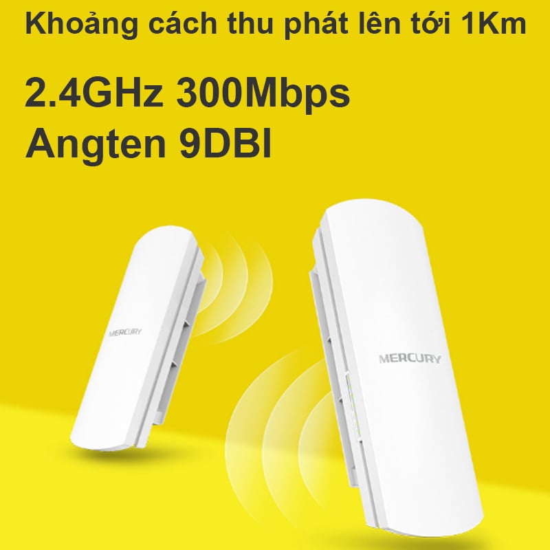 Bộ thu phát wifi không dây cho camera IP trong thang máy - Bộ thu phát WIFI ngoài trời 1Km 300Mbps 2.4GHz Mercury MWB201 - Phụ Kiện Điện Tử Việt Nam thiet bị phat wifi khong day ngoai troi Mercury MWB201