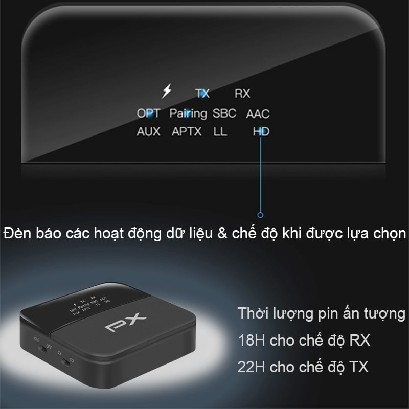 bo thu phat bluetooth cho loa ampli tai nghe smart tv px brx-3000 mini
