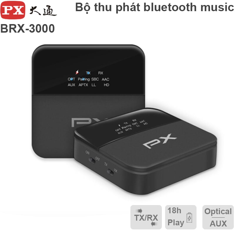 bo thu phat bluetooth cho loa ampli tai nghe smart tv px brx-3000 mini