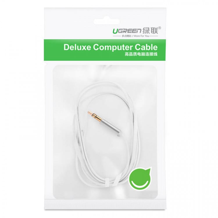 Cáp Audio 3.5mm Ugreen 0.5M 1M 1.5M 2M 3M 5M (dẹt mỏng màu trắng) - Phụ Kiện Điện Tử Việt Nam cap 3,5mm aux ugreen