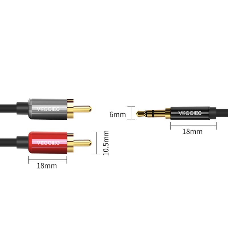 Cáp Audio 3.5mm to 2 RCA - Dây âm thanh 1 đầu 3,5mm ra 2 đầu AV hoa sen Veggieg 1M 1.5M 2M 3M 5M 10M 12M 15M - Phụ Kiện Điện Tử Việt Nam cap 3.5mm ra 2 av rca veggieg