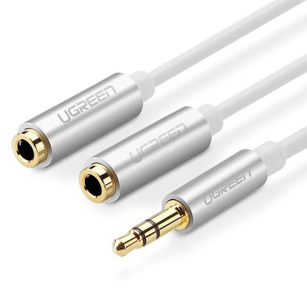Cáp chia 2 cổng Audio 3.5mm dài 20cm Ugreen 10780 (vỏ nhôm trắng) - Phụ Kiện Điện Tử Việt Nam Cáp chia tai nghe 1 ra 2 ugeen 10780