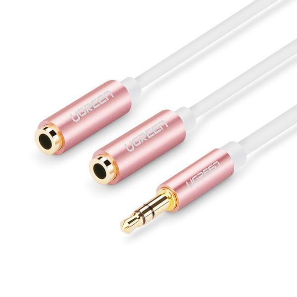 Cáp chia 2 cổng Audio 3.5mm dài 20cm Ugreen 10780 (vỏ nhôm trắng) - Phụ Kiện Điện Tử Việt Nam Cáp chia 2 cổng tai nghe 3.5mm ugreen 20819 màu hồng