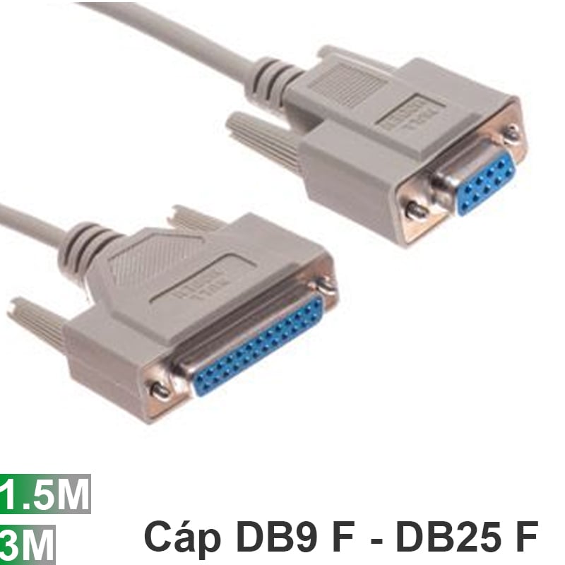 Dây cáp chuyển DB9 cái sang DB25 cái 1.5 mét | 3 mét - Phụ Kiện Điện Tử Việt Nam cap db9 cai sang db 25 cai
