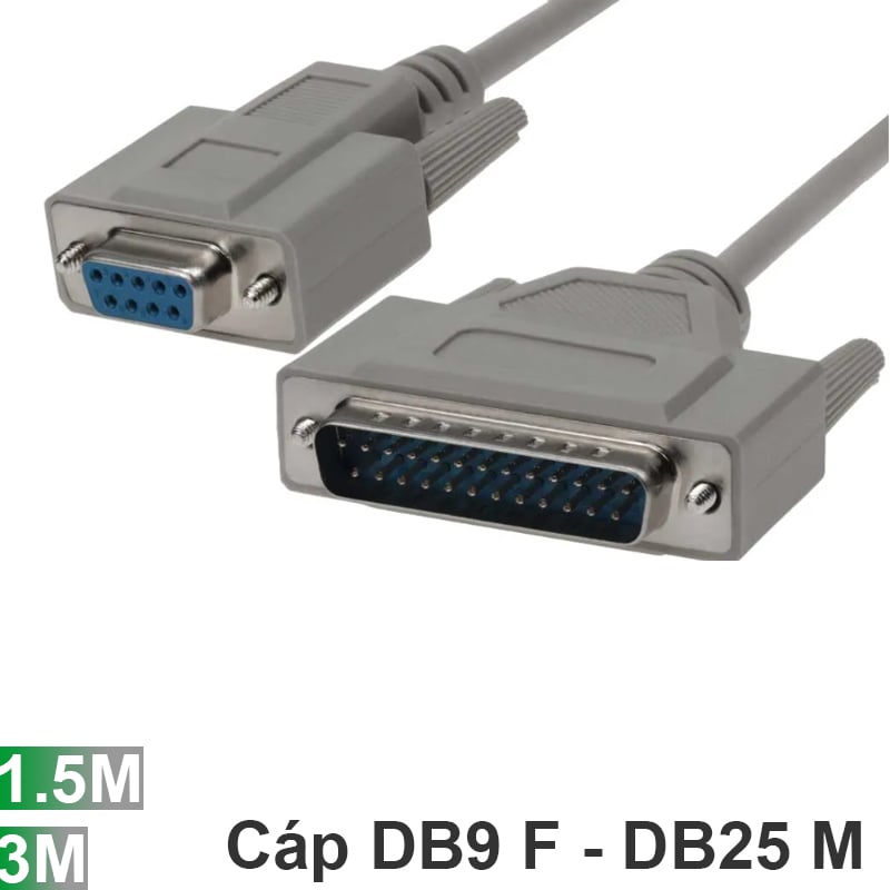 Dây cáp chuyển DB9 cái sang DB25 đực 1.5 mét | 3 mét - Phụ Kiện Điện Tử Việt Nam cap rs232 db9 female sang db25 male