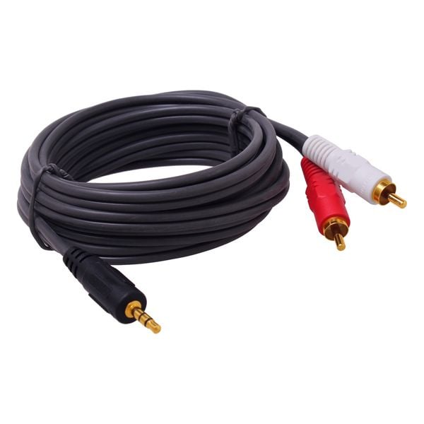 Cáp Audio 3.5mm to 2 RCA - Dây âm thanh 1 đầu 3,5mm ra 2 đầu AV hoa sen DTECH 1.5M 3M 5M 10M - Phụ Kiện Điện Tử Việt Nam Cáp loa 3.5mm ra 2 RCA Dtech