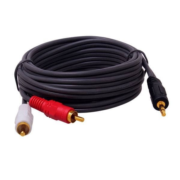 Cáp Audio 3.5mm to 2 RCA - Dây âm thanh 1 đầu 3,5mm ra 2 đầu AV hoa sen DTECH 1.5M 3M 5M 10M - Phụ Kiện Điện Tử Việt Nam Cáp loa 3.5mm ra 2 RCA Dtech
