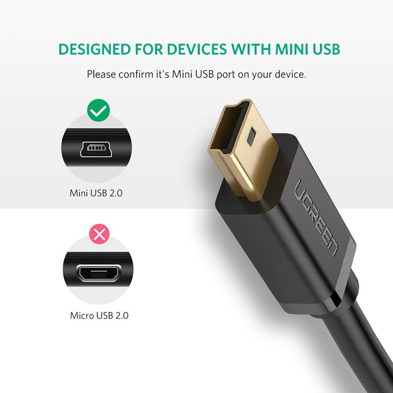 Cáp USB 2.0 to Mini USB 0.25M 0.5M 1M 1.5M 2M 3M Ugreen - Phụ Kiện Điện Tử Việt Nam cap usb sang mini usb 5 pin ugreen