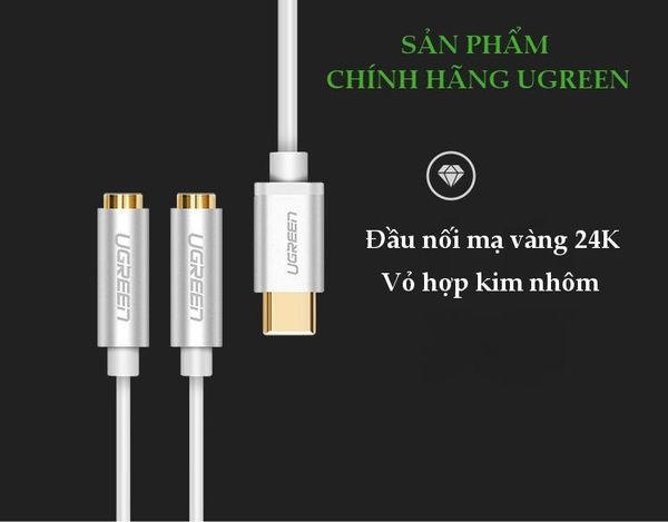 Cáp USB Type C ra 2 cổng Audio 3.5mm tai nghe 20cm Ugreen 30732 - Phụ Kiện Điện Tử Việt Nam Cáp USB type C ra 2 cổng tai nghe 3.5mm