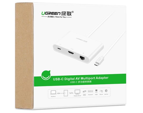 Cáp USB Type C sang HDMI sang Lan sang USB 3.0 Ugreen
