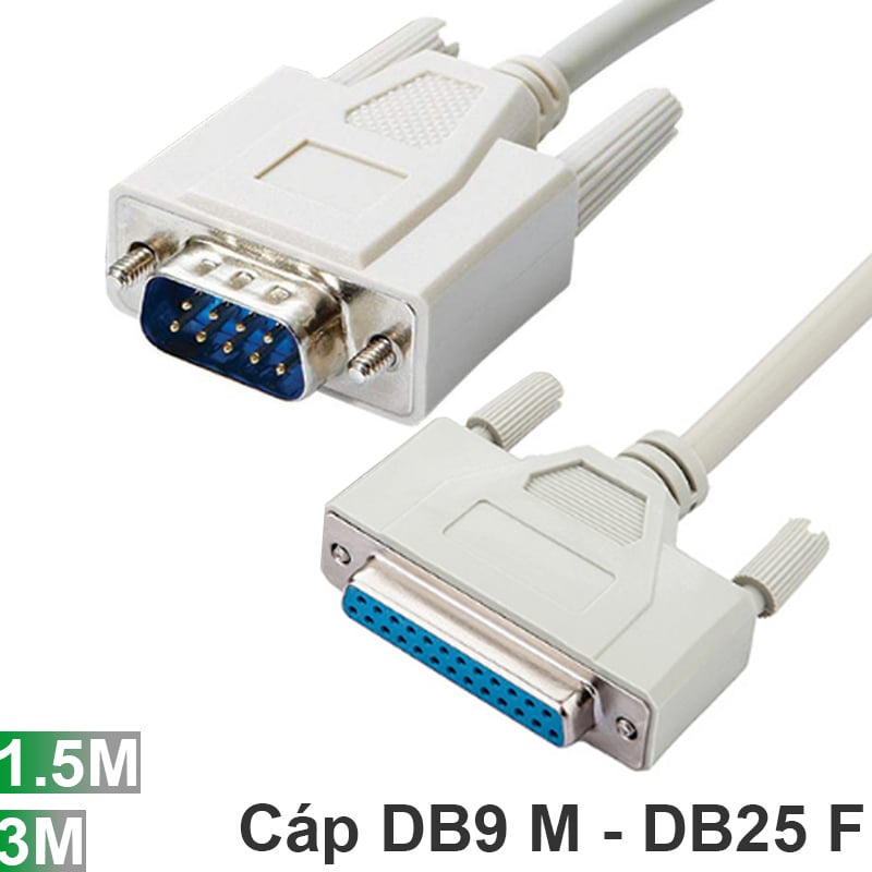 Dây cáp chuyển DB9 đực sang DB25 cái 1.5 mét | 3 mét - Phụ Kiện Điện Tử Việt Nam cap chuyen db9 duc sang db25 cai