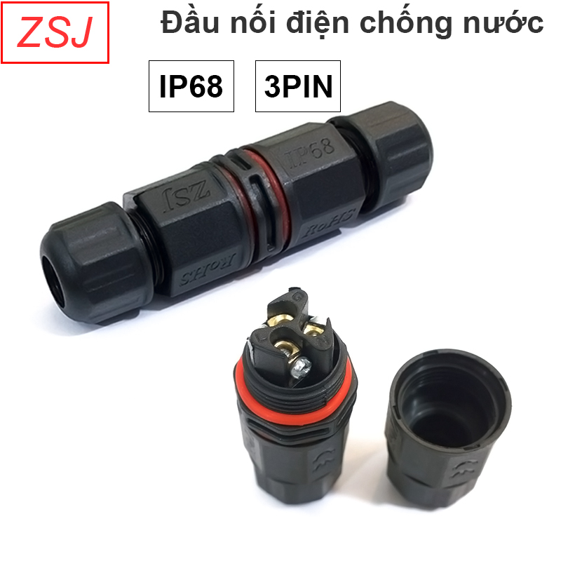 Đầu nối cút nối dây cáp điện 3 lõi chống nước IP68 3 thành phần (1 chiếc) - Phụ Kiện Điện Tử Việt Nam dau noi cap dien chong nuoc ngoai troi