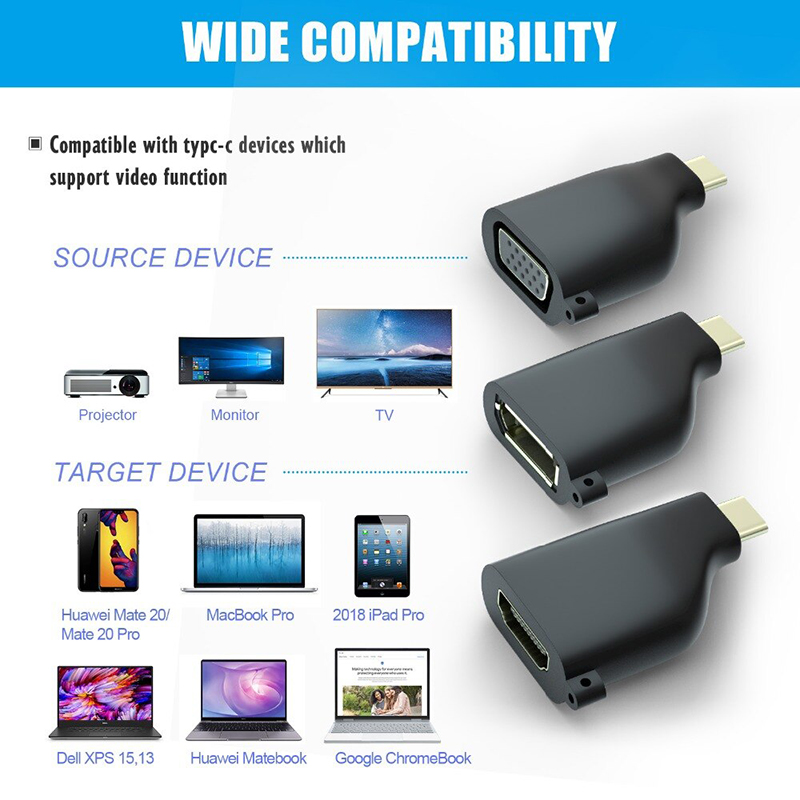 Đầu giắc chuyển đổi USB TYPE C to VGA HDMI Displayport Thunderbolt CableDeconn - Phụ Kiện Điện Tử Việt Nam usb-c ra hdmi vga display cabledeconn