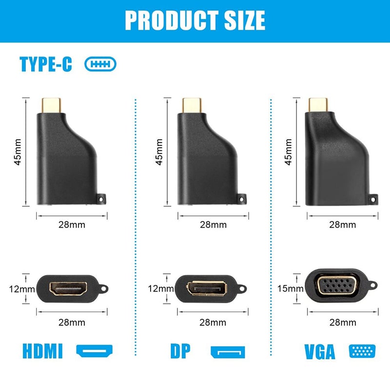 Đầu giắc chuyển đổi USB TYPE C to VGA HDMI Displayport Thunderbolt CableDeconn - Phụ Kiện Điện Tử Việt Nam usb-c ra hdmi vga display cabledeconn