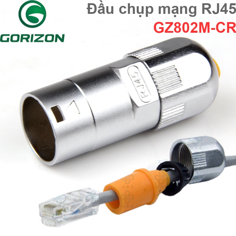 Giắc cắm đầu chụp mạng RJ45 vỏ nhôm chống nước IP67 Gorizon GZ802M-CR/CR - Phụ Kiện Điện Tử Việt Nam GZ802M-CR dau chup mang chong nuoc ip67