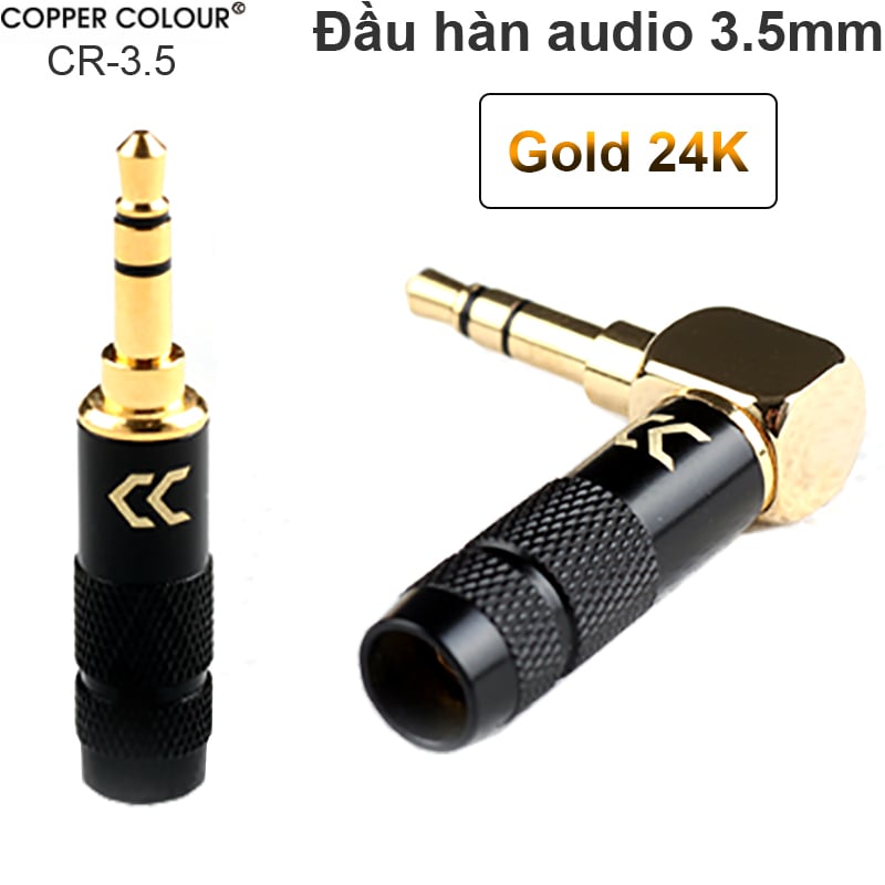 Đầu hàn jack cắm 3.5mm 3 nấc thẳng & bẻ góc Copper Colour CR-3.5 mạ vàng - Phụ Kiện Điện Tử Việt Nam dau han audio 3.5mm be goc