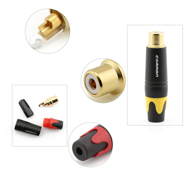 Đầu hàn jack cắm AV/RCA cái female cho thiết bị âm thanh mạ vàng 24K Coraon Z-373-FBG - Phụ Kiện Điện Tử Việt Nam dau han jack cam av rca video coraon cong cái