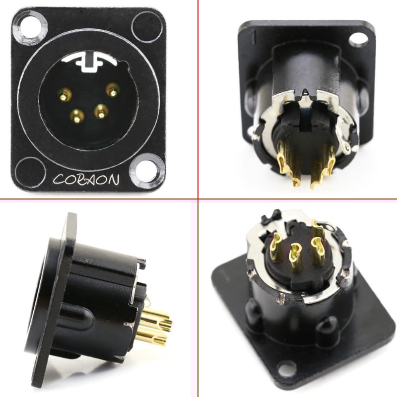 Đầu hàn cổng XLR 4PIN Male - Female gắn trên tường bảng điều khiển Coraon Z-NC4MD-LX-B / Z-NC4FD-LX-B - Phụ Kiện Điện Tử Việt Nam dau han jack xlr 4pin coraon Z-NC4MD-LX-B