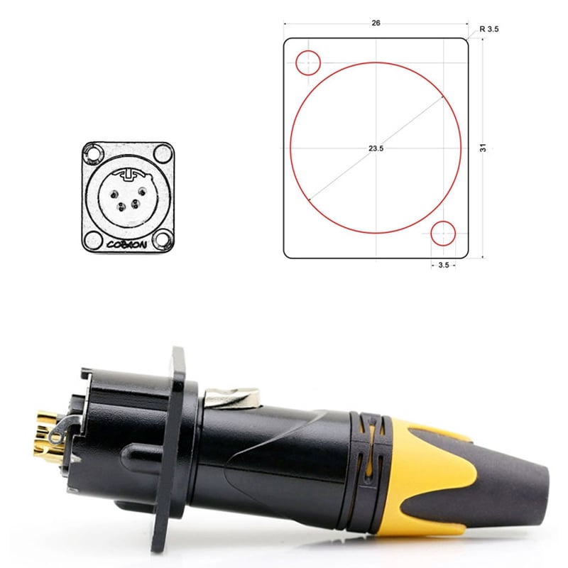 Đầu hàn cổng XLR 4PIN Male - Female gắn trên tường bảng điều khiển Coraon Z-NC4MD-LX-B / Z-NC4FD-LX-B - Phụ Kiện Điện Tử Việt Nam dau han jack xlr 4pin coraon Z-NC4MD-LX-B