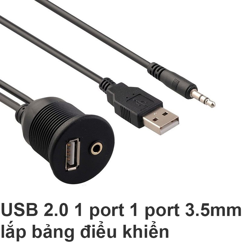 Ổ cắm nối dài USB 2.0 và audio 3.5mm bắt vít cố định 1 mét - 3.5mm + USB A 2.0 Female Male Waterproof Aux Audio Extension Cable Dash Mount - Phụ Kiện Điện Tử Việt Nam cap usb 2.0 + audio 3.5mm noi dai co bat vit