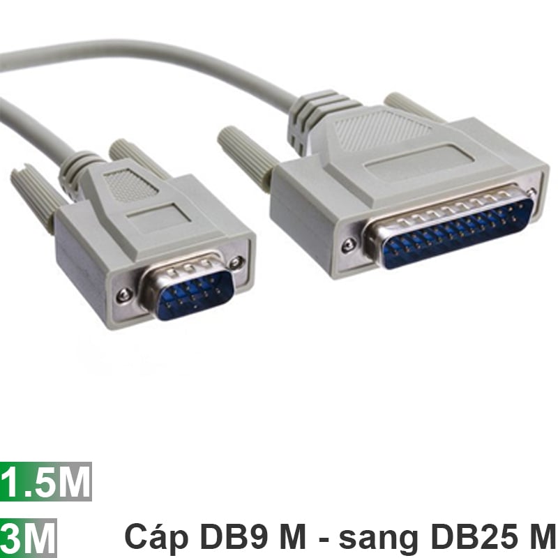 Dây cáp chuyển DB9 đực sang DB25 đực 1.5 mét | 3 mét - Phụ Kiện Điện Tử Việt Nam cap db9 sang db25