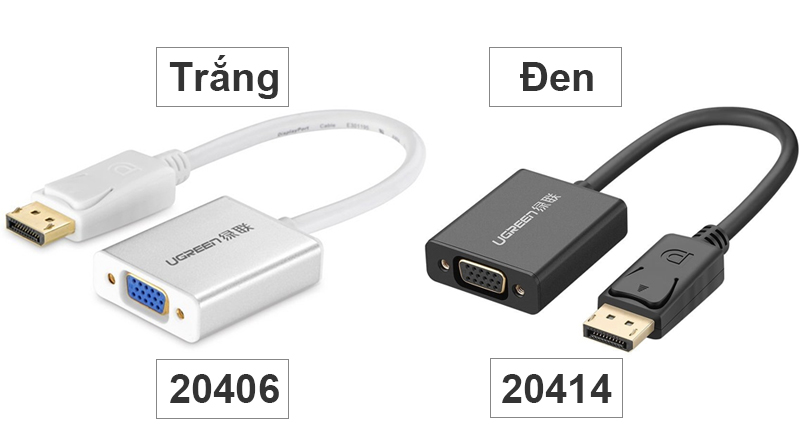 Displayport sang VGA 20cm Ugreen 20406 full HD1080P - Phụ Kiện Điện Tử Việt Nam cap display port sang vga ugreen