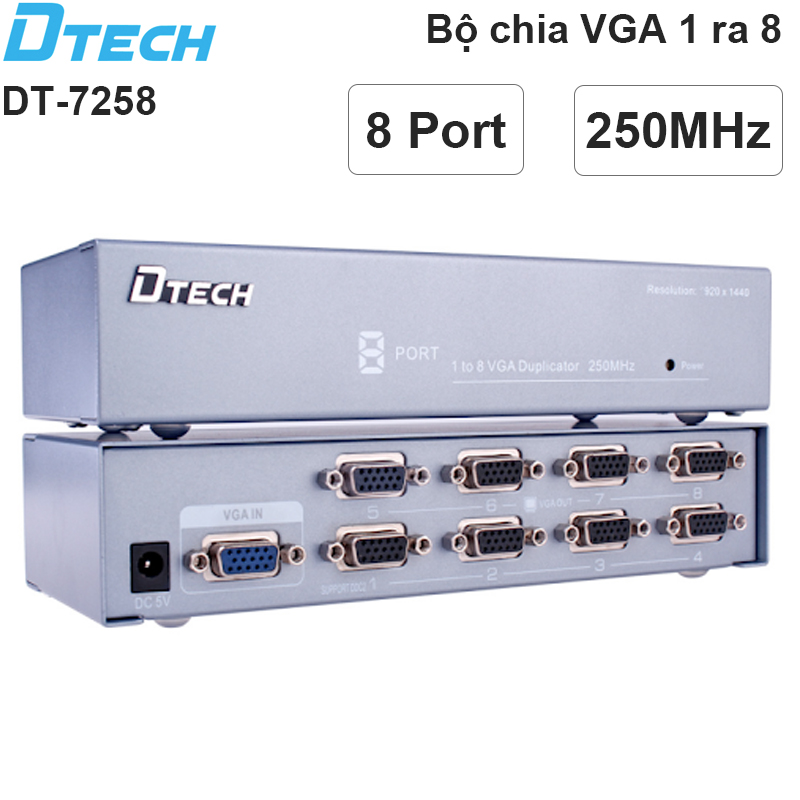 bo chia vga 1 ra 8 dtech dt-7258