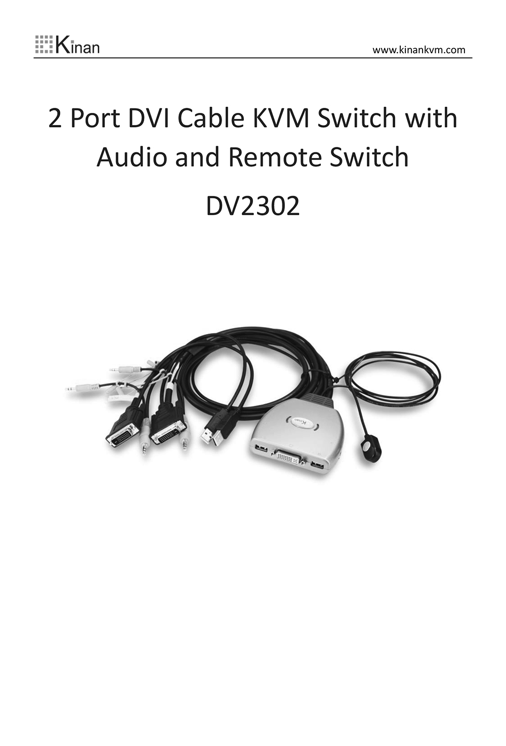 KVM switch 2 port DVI dạng cáp Kinan DV2302 - Phụ Kiện Điện Tử Việt Nam kvm dvi kinnan dv2302