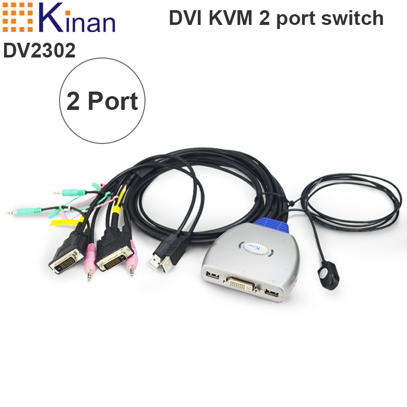 KVM switch 2 port DVI dạng cáp Kinan DV2302 - Phụ Kiện Điện Tử Việt Nam kvm dvi kinnan dv2302