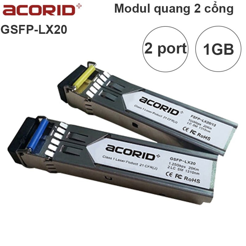 Module SFP 2 cổng quang single mode LC gigabit 20Km Acorid GSFP-LX20 - Phụ Kiện Điện Tử Việt Nam modul quang sfp