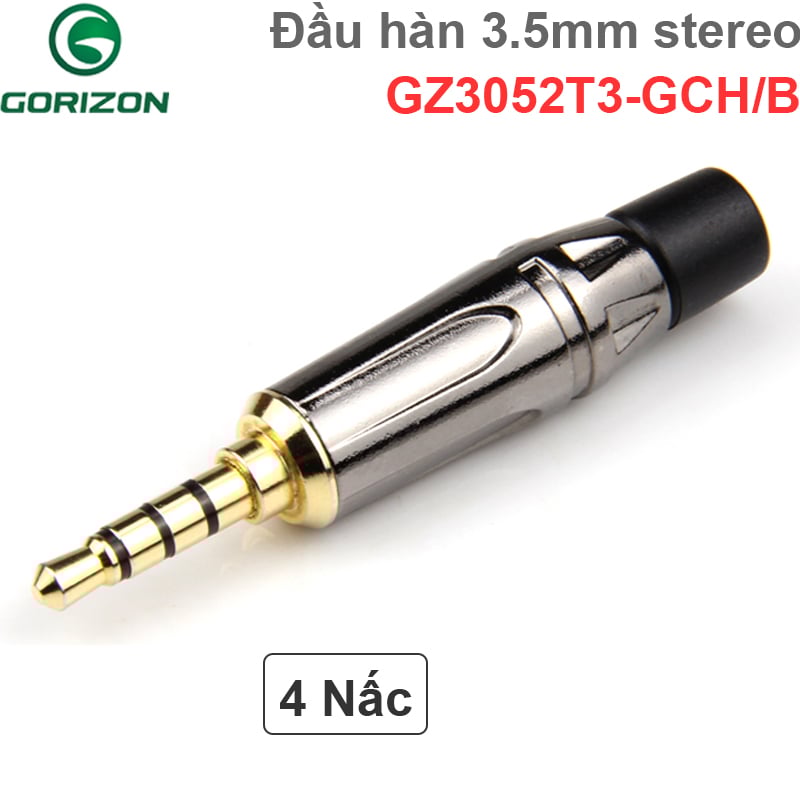 Đầu hàn giắc cắm audio 3.5mm stereo 4 nấc 5mm bẻ góc Gorizon GZ3052T3-GCH/B - Phụ Kiện Điện Tử Việt Nam dau han 3.5mm 4 nac