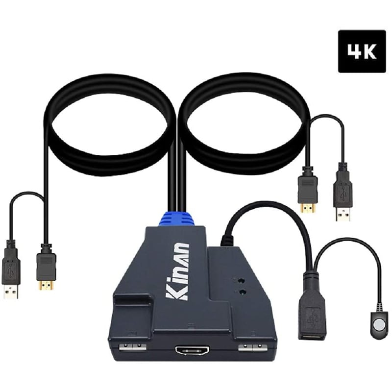 HDMI KVM Switch 2 port HDMI 2.0 4K 60Hz dạng cáp Kinan HD1302 - Phụ Kiện Điện Tử Việt Nam Kinan HD1302