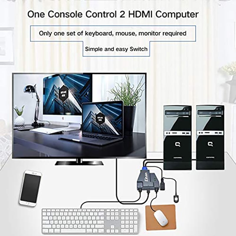 HDMI KVM Switch 2 port HDMI 2.0 4K 60Hz dạng cáp Kinan HD1302 - Phụ Kiện Điện Tử Việt Nam Kinan HD1302