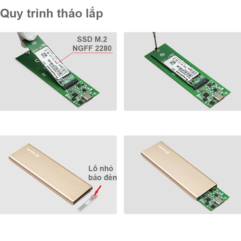 SSD box M.2 2280 NGFF SATA 3 6GB USB type-C 3.0 Kingshare C9 KS-A9NTC28G - Phụ Kiện Điện Tử Việt Nam kingshare SSD box M.2 NGFF 2280