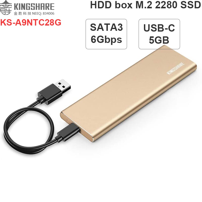 SSD box M.2 2280 NGFF SATA 3 6GB USB type-C 3.0 Kingshare C9 KS-A9NTC28G - Phụ Kiện Điện Tử Việt Nam kingshare SSD box M.2 NGFF 2280