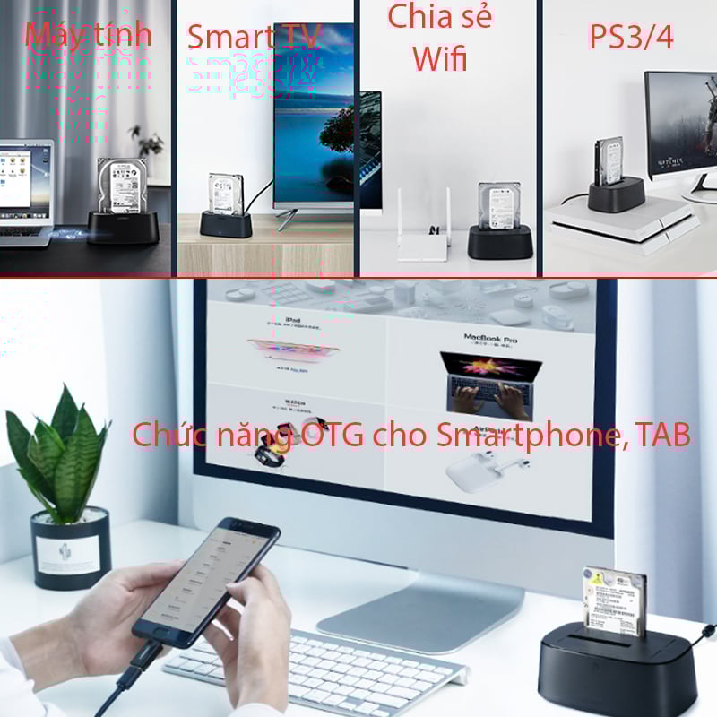 HDD dock 2 khay 2.5/3.5'' SATA-III USB 3.0 Ugreen 50742 - Phụ Kiện Điện Tử Việt Nam ugreen 50742 hdd doking 2 bay sata iii