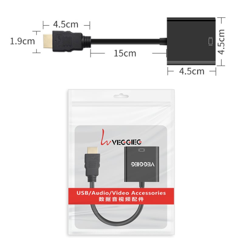 HDMI sang VGA adapter 20Cm Veggieg H-V1B - Phụ Kiện Điện Tử Việt Nam hdmi sang vga