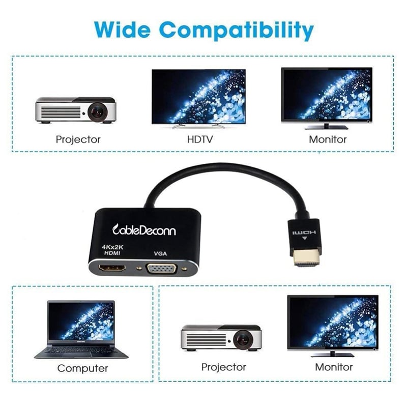 HDMI ra VGA 1080P HDMI 4K Audio 3.5mm 25Cm CableDeconn - Phụ Kiện Điện Tử Việt Nam hdmi ra vga hdmi + audio cabledeconn