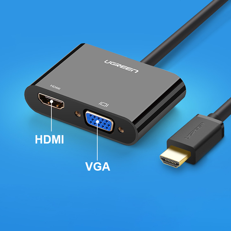 HDMI ra VGA 1080P ra HDMI 4K Audio 3.5mm 20Cm UGREEN 40744 - Phụ Kiện Điện Tử Việt Nam hdmi sang vga + hdmi + audio 3.5mm ugreen 40744