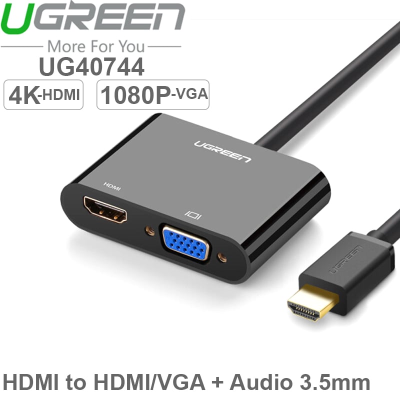 HDMI ra VGA 1080P ra HDMI 4K Audio 3.5mm 20Cm UGREEN 40744 - Phụ Kiện Điện Tử Việt Nam hdmi sang vga + hdmi + audio 3.5mm ugreen 40744