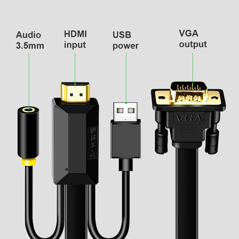 Dây cáp chuyển HDMI sang VGA + Audio 2 Mét 3 Mét 5 Mét Full HD 1080P - Phụ Kiện Điện Tử Việt Nam hdmi to vga + audio 2 met 3 met 5 met