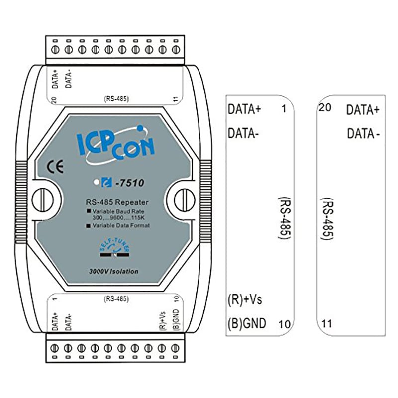 Repeater RS485 ICP CON / ICP DAS I7510 - Bộ lặp bảo vệ cách ly 3000 VDC 2 chiều tín hiệu RS485 ICPCON ICP DAS I-7510 - Phụ Kiện Điện Tử Việt Nam i-7510 repeater rs485 icpcon icpdas
