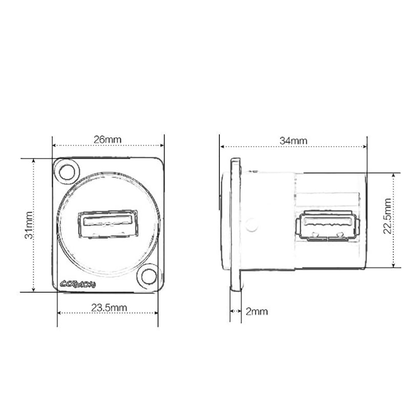 Đầu cắm USB 3.0 female kèm mặt bắt vít âm tường âm sàn LC-USB-BL (cắm ngang) - Phụ Kiện Điện Tử Việt Nam jack cam usb 3.0 am tuong coraon