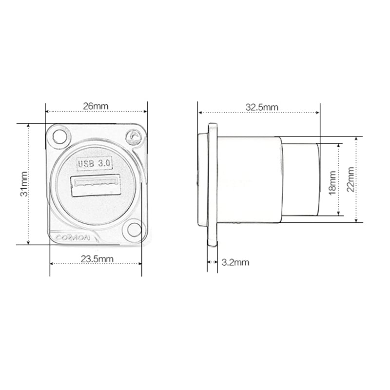 Đầu cắm USB 3.0 female kèm mặt bắt vít âm tường âm sàn LC-USB (cắm thẳng) - Phụ Kiện Điện Tử Việt Nam dau cam us 3.0 am tuong coraon