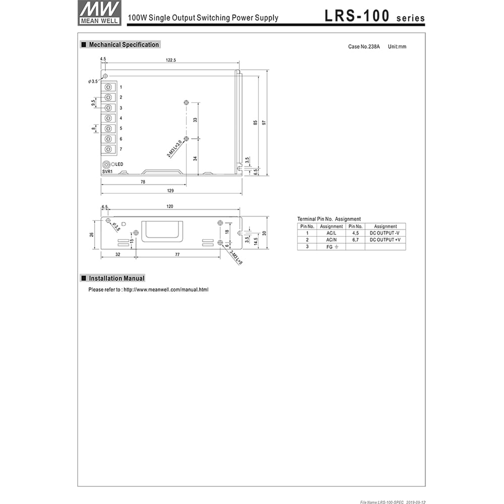 Nguồn DC LED 24V-4.5A 108W Meanwell LRS-100-24 - Phụ Kiện Điện Tử Việt Nam nguon led to ong meanwell lrs-100-24 24v-4.5a 108w