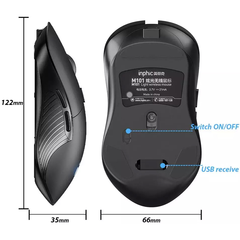 Chuột không dây 2.4GHz 1600DPI Inphic M101 - Phụ Kiện Điện Tử Việt Nam chuot khong day inphic